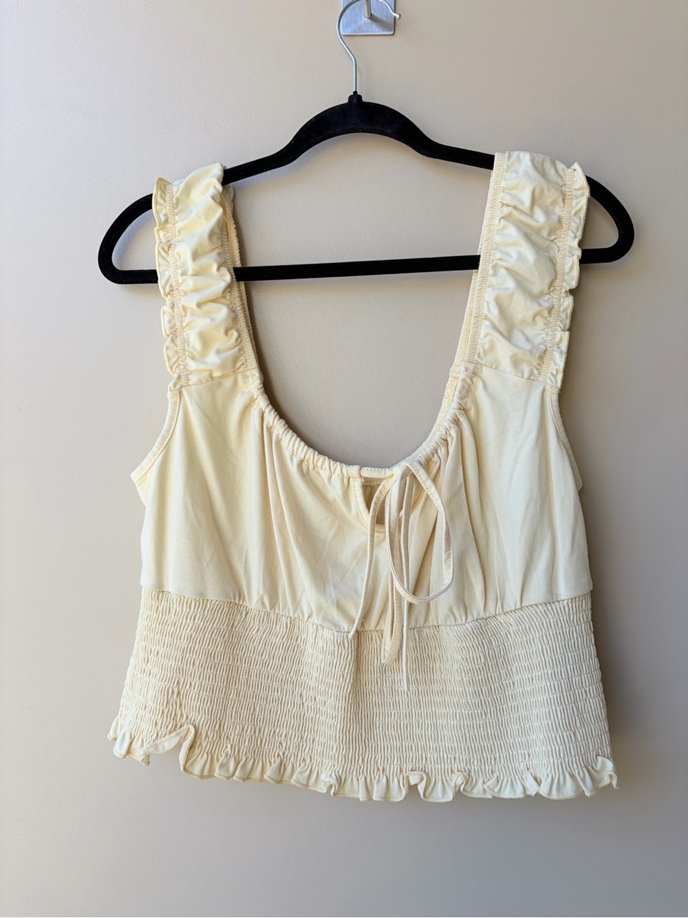Yellow Ruffled Smocked Tank Top